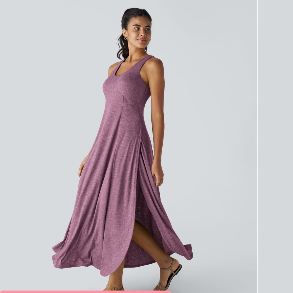 Halara U Neck Backless Flowy Maxi Tank Dress Large